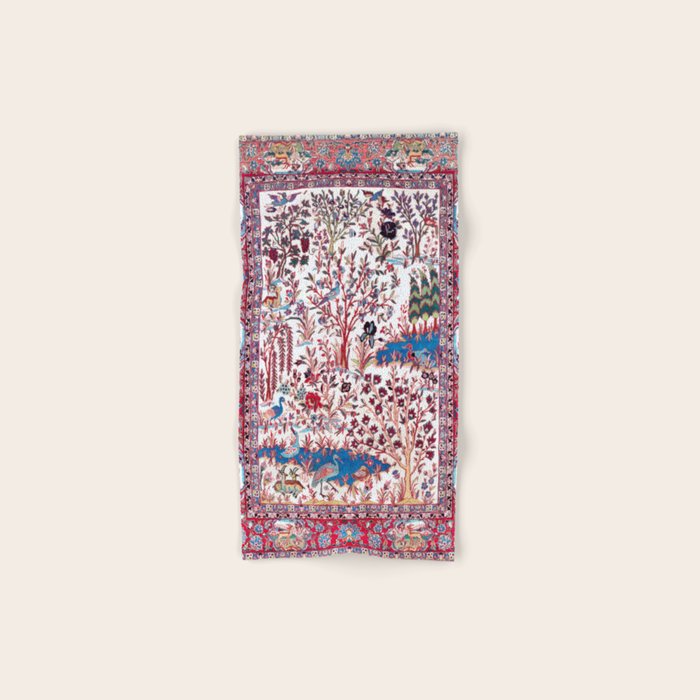 Esfahan Central Persian Silk Rug Print Bath Towel Gallery Image 1