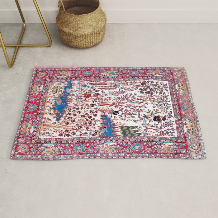 Esfahan Central Persian Silk Rug Print Rug Gallery Image 1