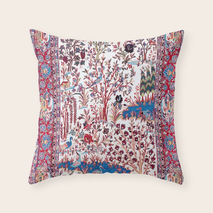 Esfahan Central Persian Silk Rug Print Throw Pillow Gallery Image 6
