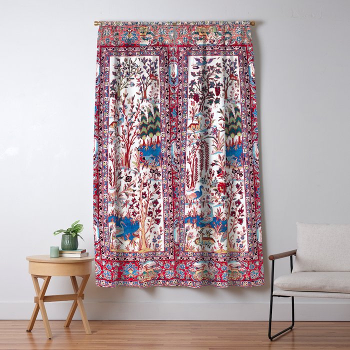 Esfahan Central Persian Silk Rug Print Window Curtain Gallery Image 5