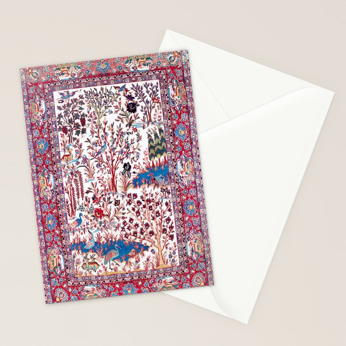 Esfahan Central Persian Silk Rug Print Stationery Card Gallery Image 2
