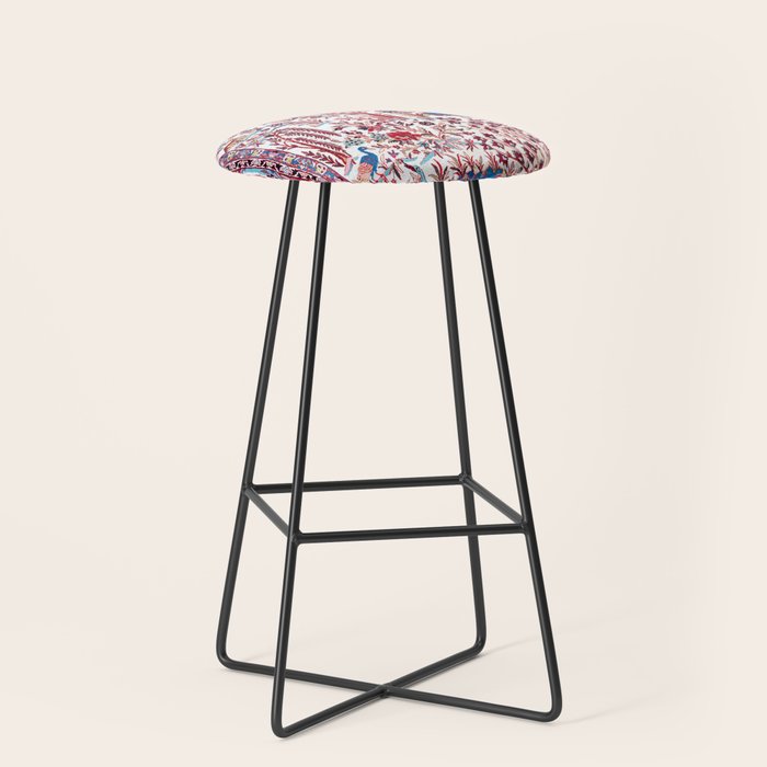 Esfahan Central Persian Silk Rug Print Stool Gallery Image 1
