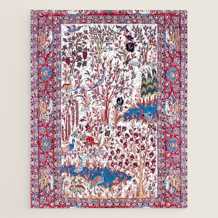 Esfahan Central Persian Silk Rug Print Jigsaw Puzzle Gallery Image 1