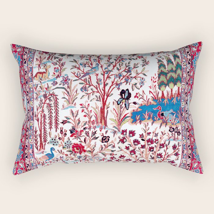 Esfahan Central Persian Silk Rug Print Rectangular Pillow Gallery Image 1