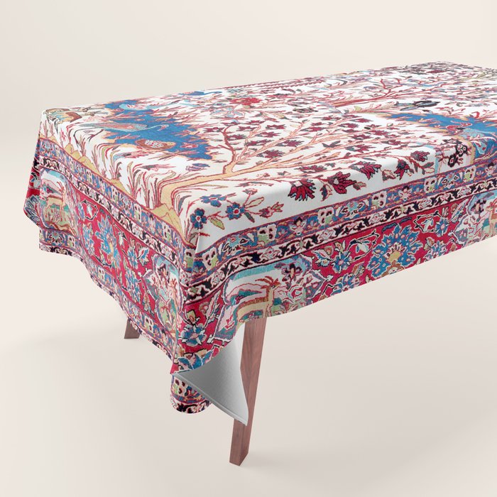 Esfahan Central Persian Silk Rug Print Tablecloth Gallery Image 1