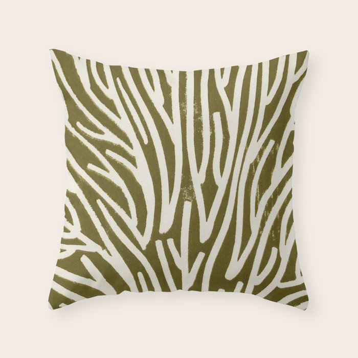 Linocut Tree #1 Throw Pillow Gallery Image 1