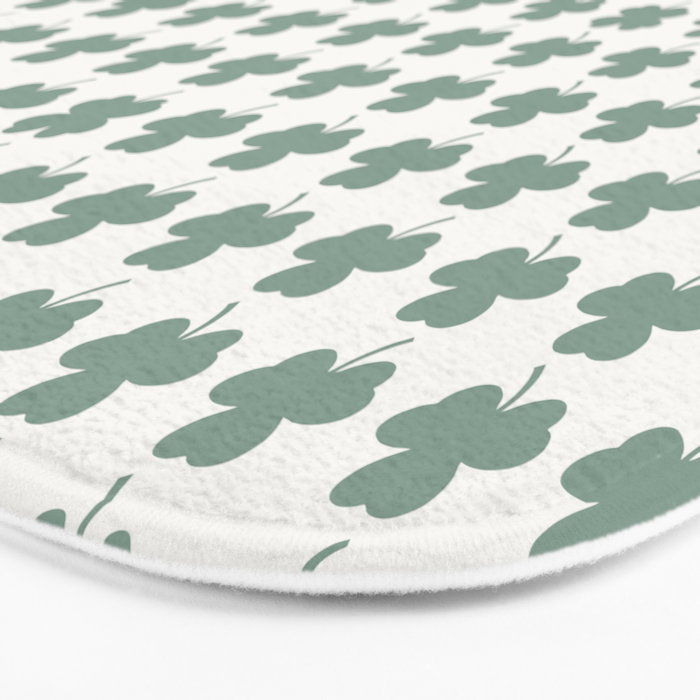 Clovers XXXII Sage Green Botanical Pattern Bath Mat Gallery Image 3