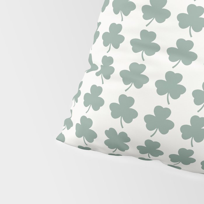 Clovers XXXII Sage Green Botanical Pattern Pillow Sham Gallery Image 4