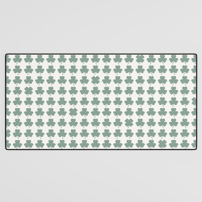 Clovers XXXII Sage Green Botanical Pattern Desk Mat Gallery Image 3