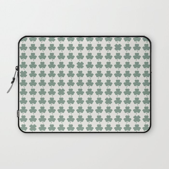 Clovers XXXII Sage Green Botanical Pattern Laptop Sleeve Gallery Image 1