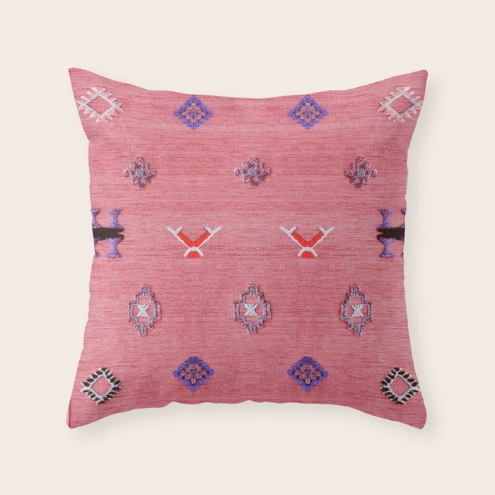 Lovely Pink Oriental Traditional Moroccan Handmade Printable Style  Throw Pillow Gallery Image 6