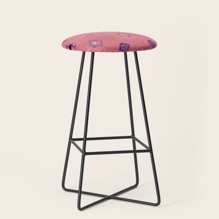 Lovely Pink Oriental Traditional Moroccan Handmade Printable Style  Stool Gallery Image 1