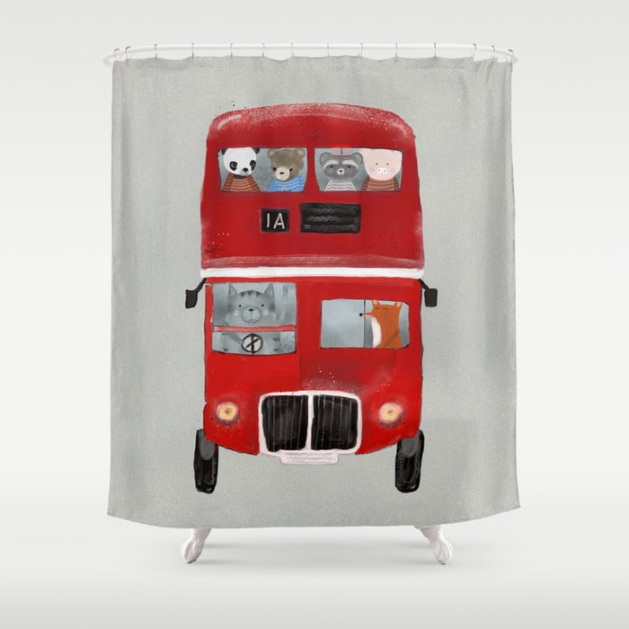 the little big red bus Shower Curtain Gallery Image 1