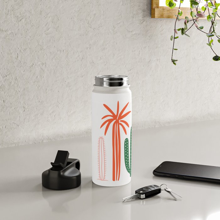 Hand drawn cactus plant art Water Bottle Gallery Image 4
