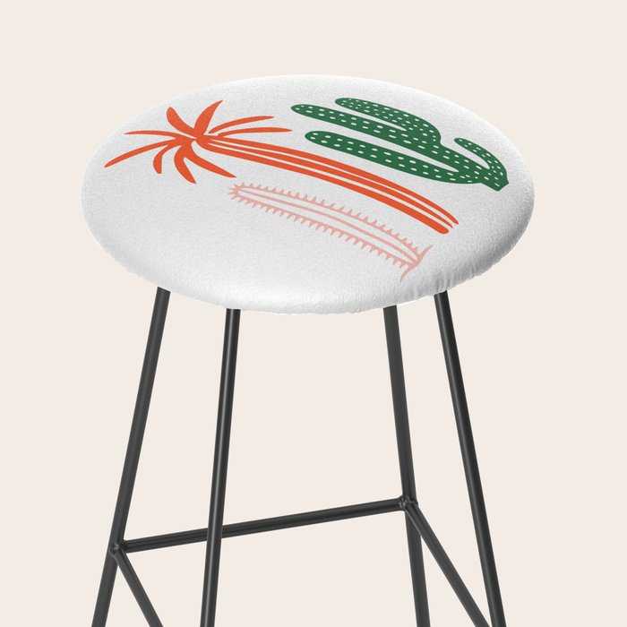 Hand drawn cactus plant art Stool Gallery Image 2