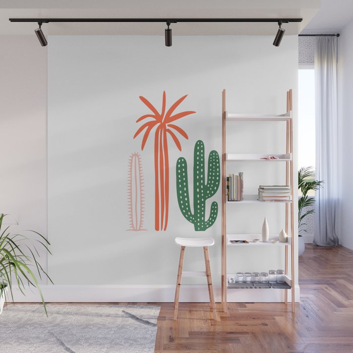 Hand drawn cactus plant art Wall Mural Gallery Image 1