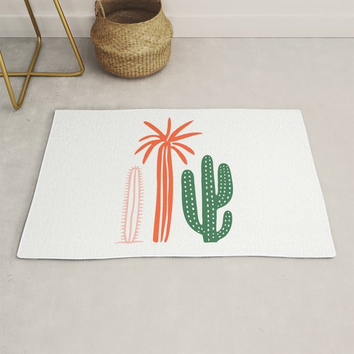 Hand drawn cactus plant art Rug Gallery Image 1