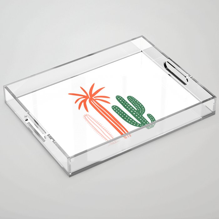 Hand drawn cactus plant art Acrylic Tray Gallery Image 1
