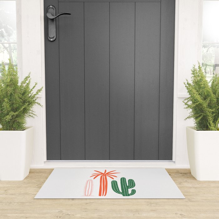 Hand drawn cactus plant art Welcome Mat Gallery Image 3