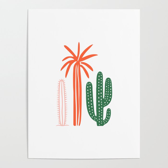 Hand drawn cactus plant art Poster Gallery Image 1