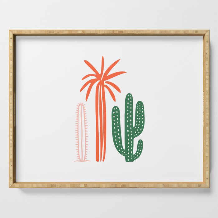Hand drawn cactus plant art Serving Tray Gallery Image 1