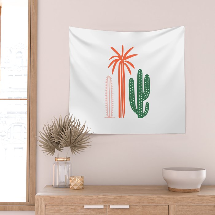 Hand drawn cactus plant art Wall Tapestry Gallery Image 2