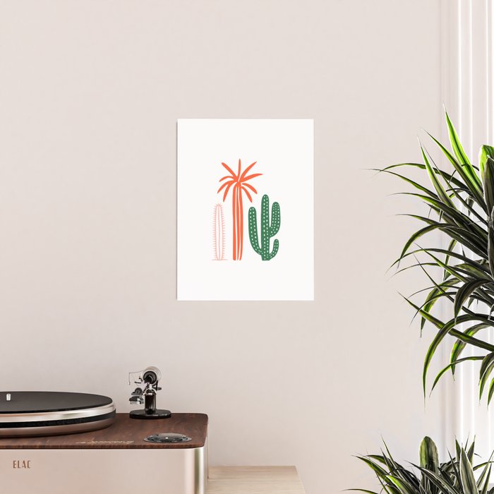 Hand drawn cactus plant art Poster Gallery Image 2