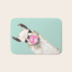 Bubble Gum Sneaky Llama in Green Bath Mat Gallery Image 1