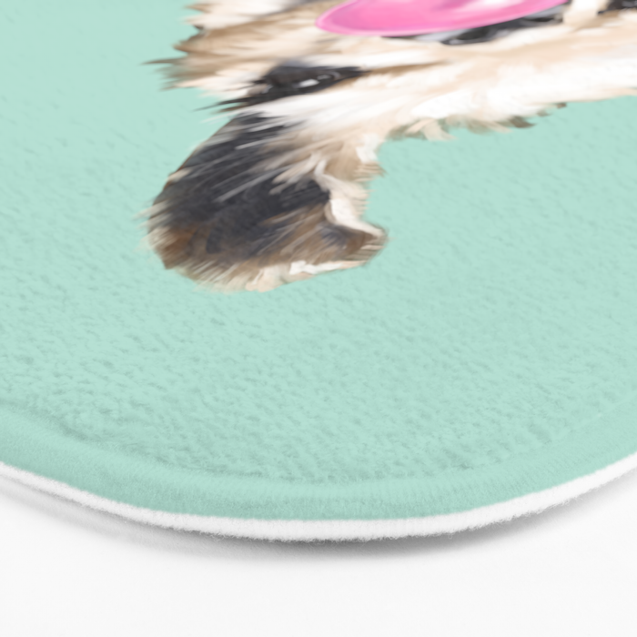 Bubble Gum Sneaky Llama in Green Bath Mat Gallery Image 3