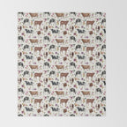 Boho Floral Cow Print with Purple flowers on Cream Throw Blanket Gallery Image 2