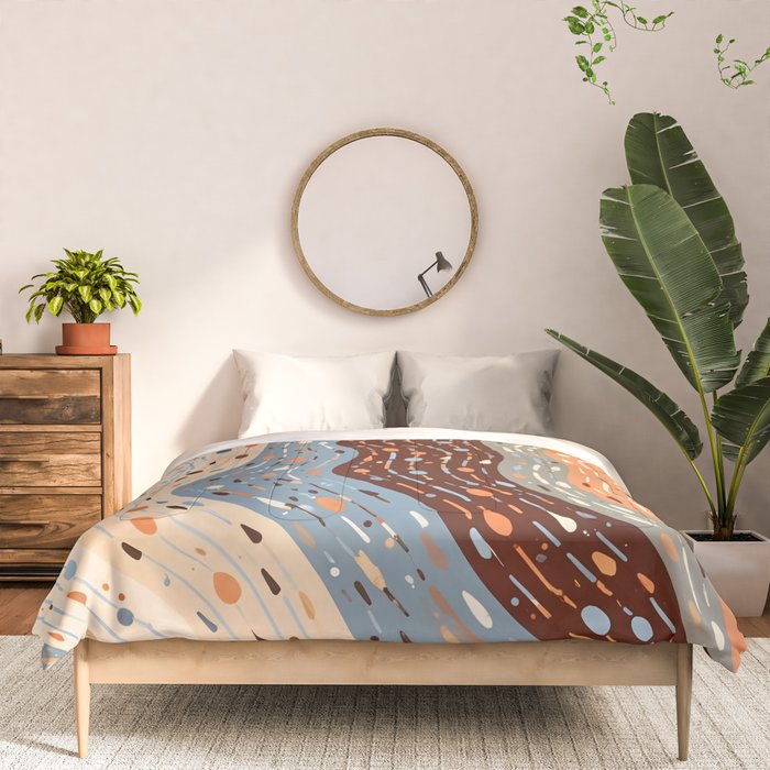 The Little Things Always_Abstract Line Art Drawing_Eclectic Bohemian Pattern Texture Shapes Comforter Gallery Image 3