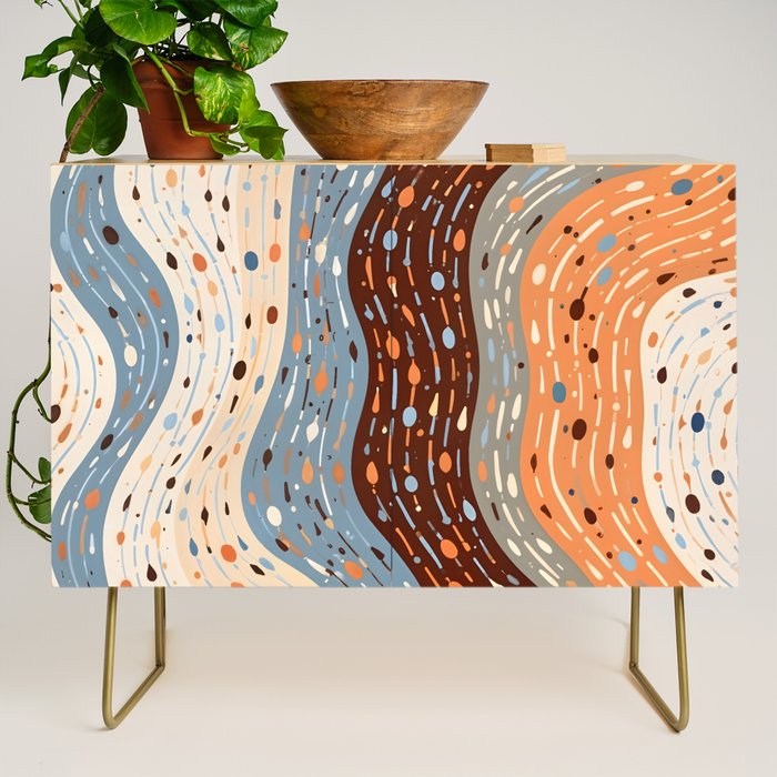 The Little Things Always_Abstract Line Art Drawing_Eclectic Bohemian Pattern Texture Shapes Credenza Gallery Image 1