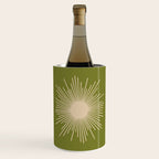 Mid-Century Modern Sunburst II - Minimalist Sun in Mid Mod Beige and Olive Green Wine Chiller Gallery Image 1