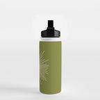 Mid-Century Modern Sunburst II - Minimalist Sun in Mid Mod Beige and Olive Green Water Bottle Gallery Image 2