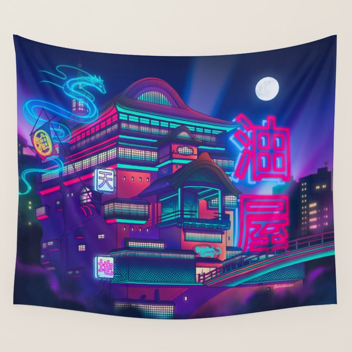 Neon Bath House Wall Tapestry Gallery Image 1