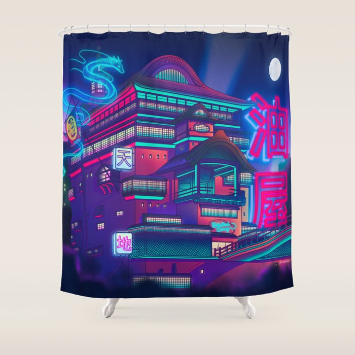 Neon Bath House Shower Curtain Gallery Image 1