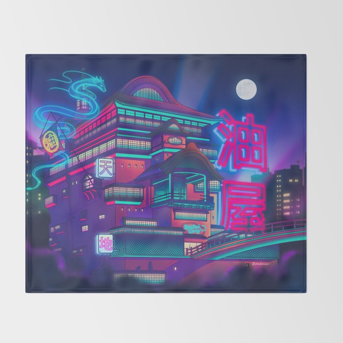 Neon Bath House Throw Blanket Gallery Image 2