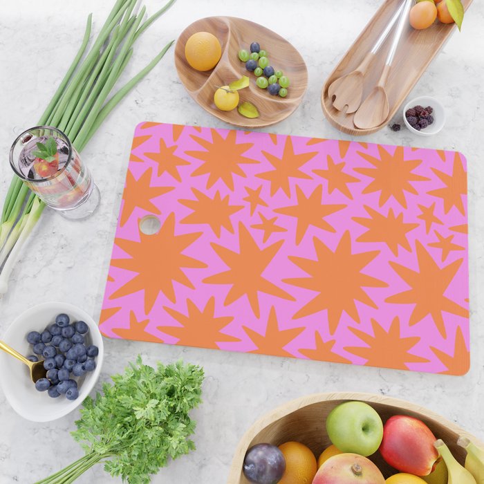 Retro pink star shape art pattern Cutting Board Gallery Image 2