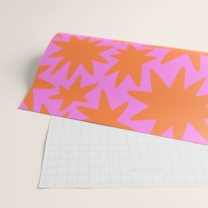Retro pink star shape art pattern Wrapping Paper Gallery Image 2