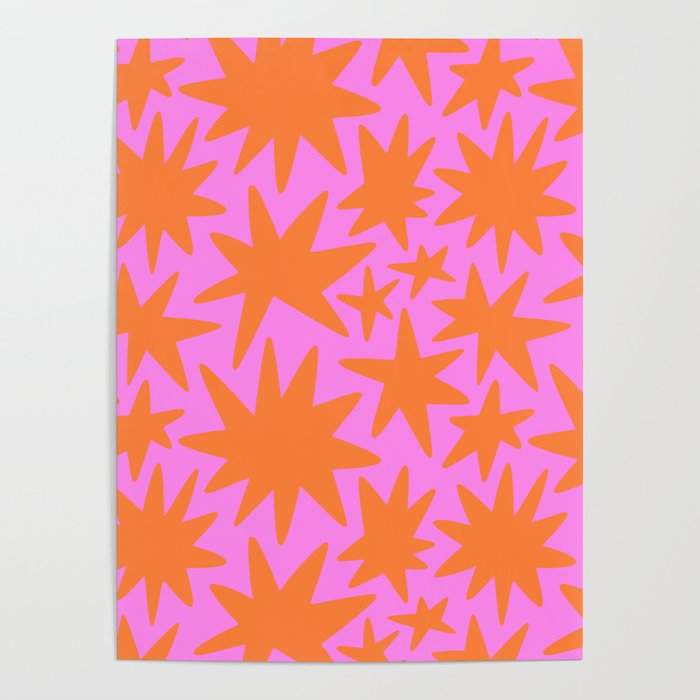 Retro pink star shape art pattern Poster Gallery Image 1