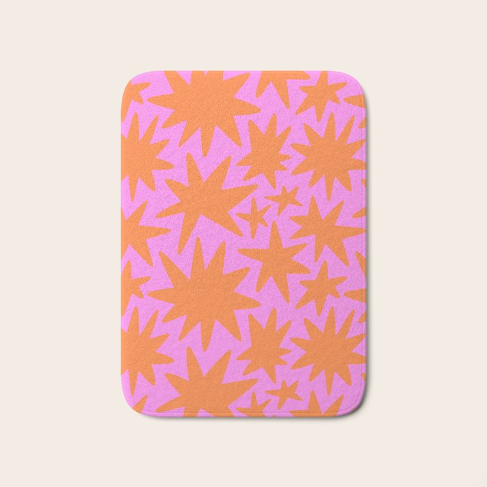 Retro pink star shape art pattern Bath Mat Gallery Image 1
