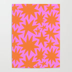 Retro pink star shape art pattern Poster Gallery Image 4