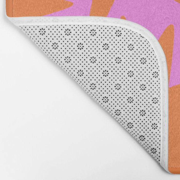 Retro pink star shape art pattern Bath Mat Gallery Image 2