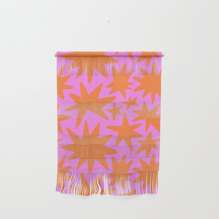 Retro pink star shape art pattern Wall Hanging Gallery Image 1