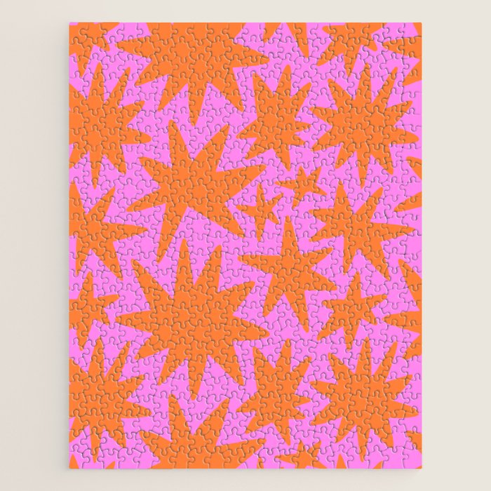 Retro pink star shape art pattern Jigsaw Puzzle Gallery Image 1