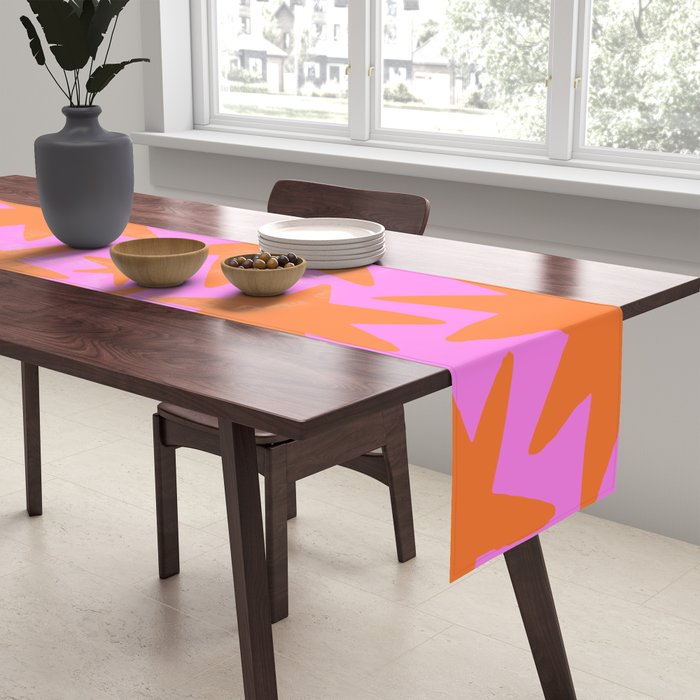 Retro pink star shape art pattern Table Runner Gallery Image 2