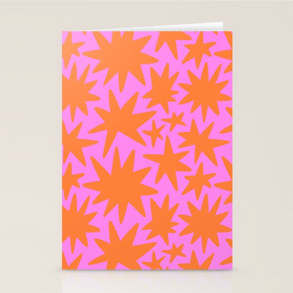 Retro pink star shape art pattern Stationery Card Gallery Image 2