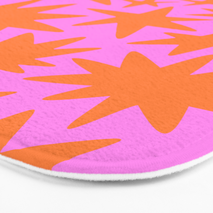 Retro pink star shape art pattern Bath Mat Gallery Image 3