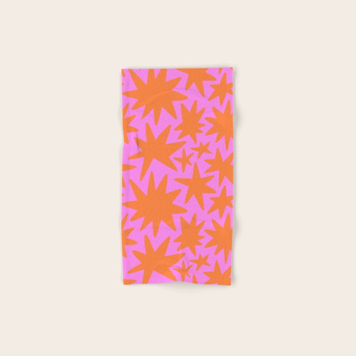 Retro pink star shape art pattern Bath Towel Gallery Image 1