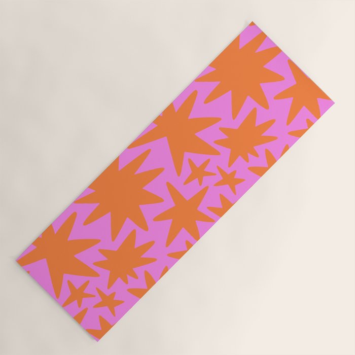 Retro pink star shape art pattern Yoga Mat Gallery Image 1